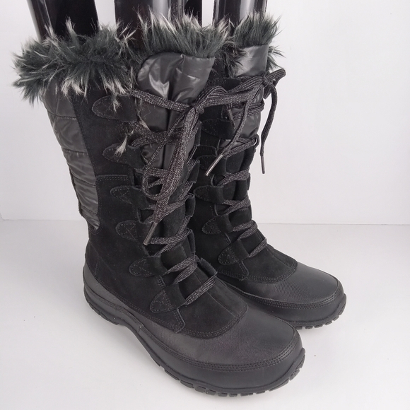 The North Face Boots Womens 6.5 Nuptse Purna Black Winter Insulated Mid Calf - Picture 1 of 8